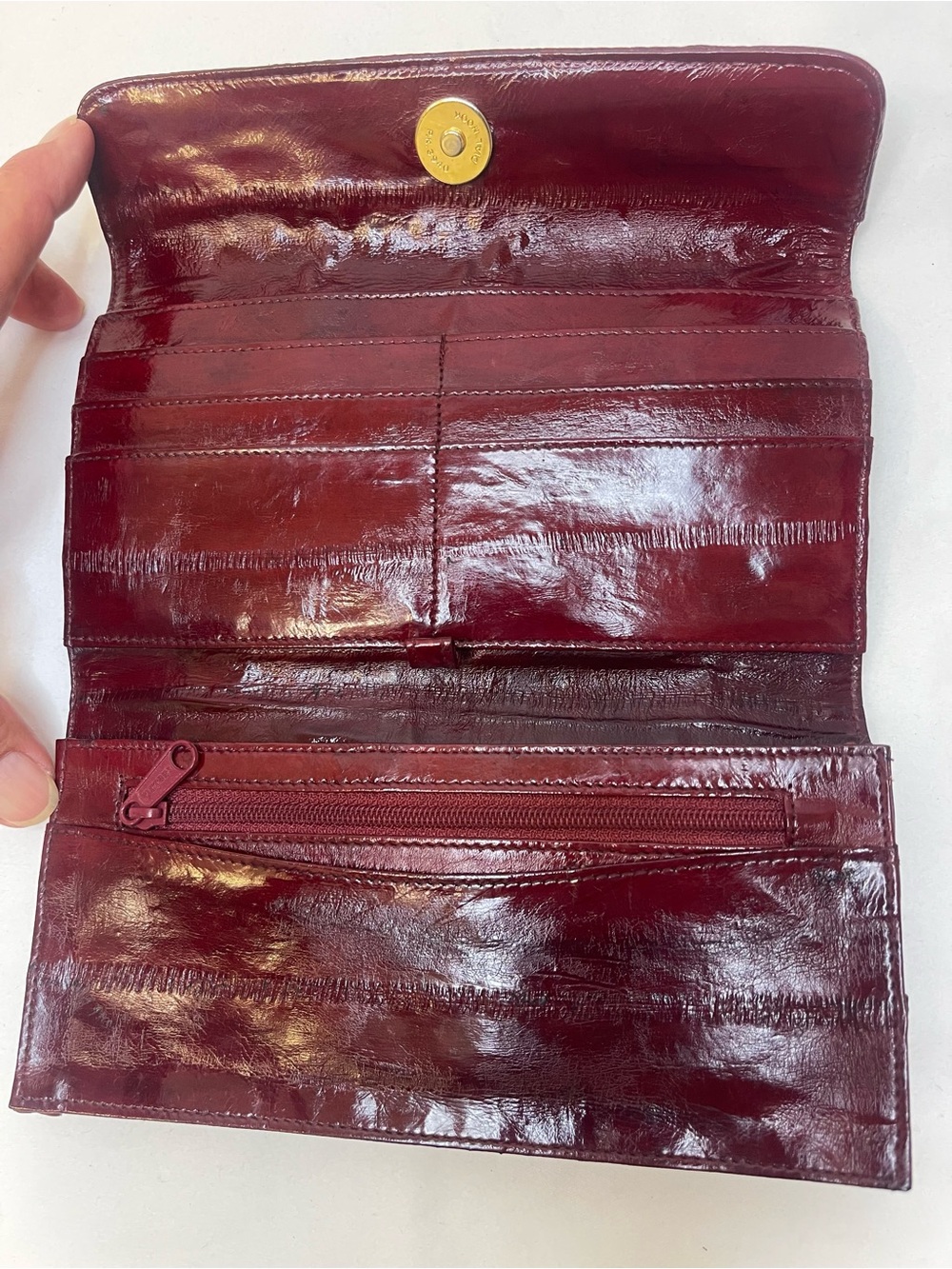 Vintage Eel Skin Burgundy Wallet EUC - Picture 4 of 11